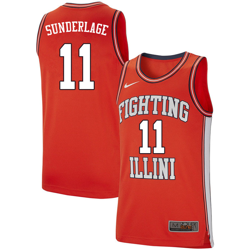 Men #11 Don Sunderlage Illinois Fighting Illini College Basketball Jerseys Sale-Retro